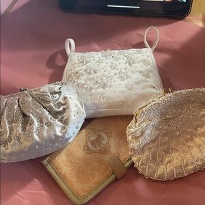 Elegant White and Silver Clutch Set